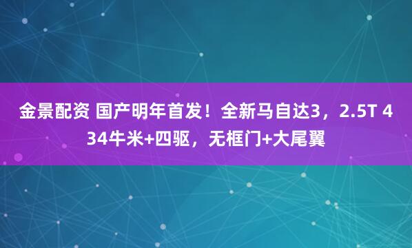 金景配资 国产明年首发！全新马自达3，2.5T 434牛米+四驱，无框门+大尾翼